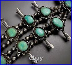 HUGE Vintage Navajo Sterling Silver Turquoise Squash Blossom Necklace VERY NICE