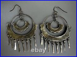 HUGE Vintage Old Pawn Zuni Sterling Silver TURQUOISE Inlay Dangle Earrings HUGE Vintage Old Pawn Zuni Sterling Silver TURQUOISE Inlay Dangle Earrings