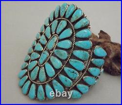 HUGE Zuni Old Vintage Turquoise Cluster Cuff Bracelet attr ONDELACY 95.7 grams