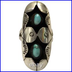 Hand Constructed James Toadelena Navajo Turquoise Sterling Silver Ringsz7.75 Hand Constructed James Toadelena Navajo Turquoise Sterling Silver Ringsz7.75