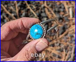 Handcrafted Navajo Turquoise Bracelet Genuine Sterling Silver Jewelry Sz