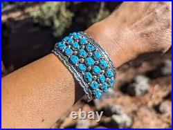 Handcrafted Navajo Turquoise Bracelet Genuine Sterling Silver Jewelry Sz 7.25