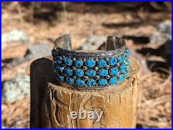 Handcrafted Navajo Turquoise Bracelet Genuine Sterling Silver Jewelry Sz 7.25