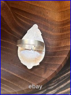 Handcrafted SS 925 Large Cabochon Natural Kingman Turquoise Adjustable Size Ring