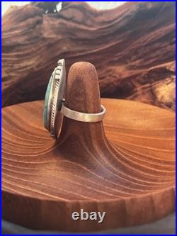 Handcrafted SS 925 Large Cabochon Natural Kingman Turquoise Adjustable Size Ring