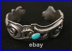 Handmade GORGEOUS Sterling Silver Overlay Turquoise NAVAJO Cuff Hallmarked