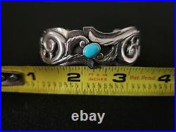 Handmade GORGEOUS Sterling Silver Overlay Turquoise NAVAJO Cuff Hallmarked