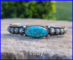 Handmade Navajo jewelry Sterling silver turquoise Bracelet Signed Happy piasso