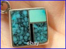 Handmade RT Knifewing Sterling Silver Inlay Turquoise with Navajo Pearls 5mm 18