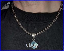 Handmade RT Knifewing Sterling Silver Inlay Turquoise with Navajo Pearls 5mm 18