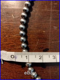 Handmade RT Knifewing Sterling Silver Inlay Turquoise with Navajo Pearls 5mm 18