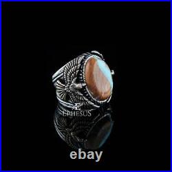 Handmade Turquoise Gemstone Ring, Eagle Ring for Men