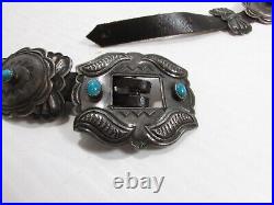 Harry Morgan Sterling Silver Turquoise Concho Belt 33