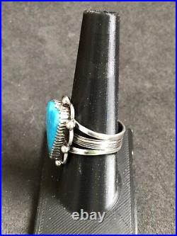 Heart Ring Kingman Turquoise Sterling Silver Avin Joe Navajo Sz9 0174