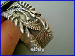 Heavy Native American Navajo Turquoise Coral Sterling Silver Cuff Bracelet 54g Heavy Native American Navajo Turquoise Coral Sterling Silver Cuff Bracelet 54g