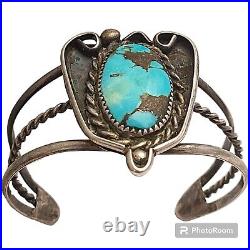 Hector Chato Morenci TURQUOISE VINTAGE NATIVEAMERICAN STERLING SILVER BRACELET