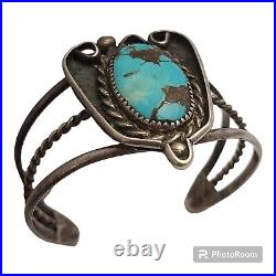 Hector Chato Morenci TURQUOISE VINTAGE NATIVEAMERICAN STERLING SILVER BRACELET