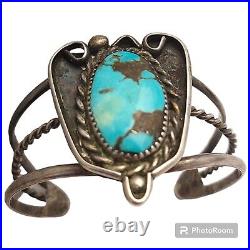 Hector Chato Morenci TURQUOISE VINTAGE NATIVEAMERICAN STERLING SILVER BRACELET