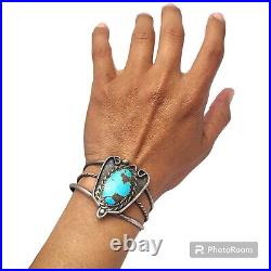 Hector Chato Morenci TURQUOISE VINTAGE NATIVEAMERICAN STERLING SILVER BRACELET