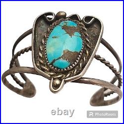 Hector Chato Morenci TURQUOISE VINTAGE NATIVEAMERICAN STERLING SILVER BRACELET