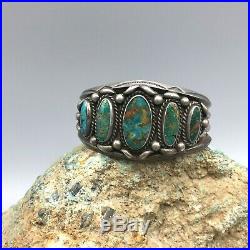 Hefty! Vintage! Turquoise and Sterling Silver Cuff Bracelet Nice Old Turquoise