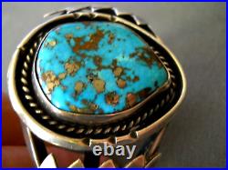 High-Grade Morenci Turquoise Native American Sterling Silver Bracelet 65g