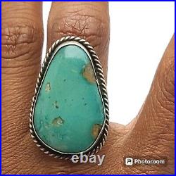 High Grade NAVAJO Sterling Silver Kingman TURQUOISE Quartz Inclusions Ringsz7.75