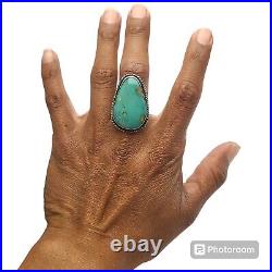 High Grade NAVAJO Sterling Silver Kingman TURQUOISE Quartz Inclusions Ringsz7.75