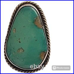 High Grade NAVAJO Sterling Silver Kingman TURQUOISE Quartz Inclusions Ringsz7.75