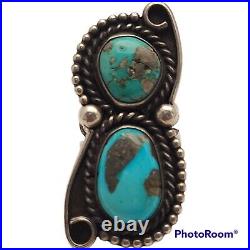 Historic huge Native American Silver Ring Ithaca Peak Turquoise Sterling sz8