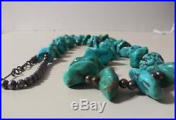 Huge Antique Bench Bead & Turquoise Heishi Necklace Old Pawn Sterling Silver lot