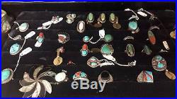 Huge Lot Navajo Real Vintage Rings Sterling Silver Turquoise old Jewelry