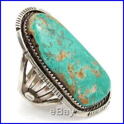 Huge Navajo RICHARD BITSIE Handmade Sterling Silver Turquoise Ring Size 10 G AI