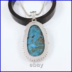 Huge Navajo Sterling Kingman Turquoise Pendant Necklace 3 Handmade Jewelry Gift