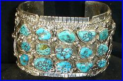Huge Navajo Sterling Silver Blue Turquoise Bracelet Native American Dead Pawn