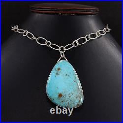 Huge Navajo Sterling Silver Boulder Turquoise Necklace Handmade Jewelry Gift 20
