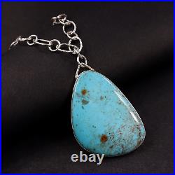 Huge Navajo Sterling Silver Boulder Turquoise Necklace Handmade Jewelry Gift 20