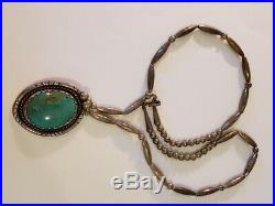 Huge Nice Old Native American Sterling Silver Turquoise Pendant