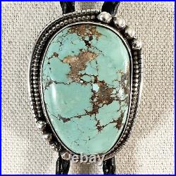 Huge Vintage Western Native American Turquoise Sterling Silver Bolo Tie