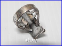 IMPRESSIVE ANTIQUE NAVAJO PRE-FRED HARVEY STERLING SILVER TURQUOISE RING sz6+