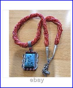 Iconic Mary Morgan Sterling Silver Turquoise Navajo Coral Branch Necklace Iconic Mary Morgan Sterling Silver Turquoise Navajo Coral Branch Necklace