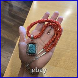 Iconic Mary Morgan Sterling Silver Turquoise Navajo Coral Branch Necklace Iconic Mary Morgan Sterling Silver Turquoise Navajo Coral Branch Necklace