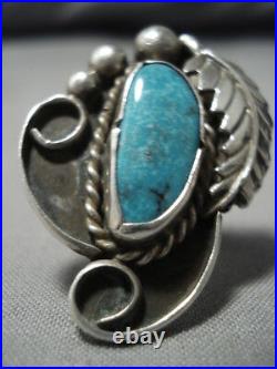 Important Fox Turquoise Vintage Navajo Sterling Silver Ring Old