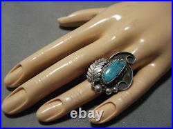 Important Fox Turquoise Vintage Navajo Sterling Silver Ring Old
