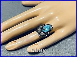 Important Will Singer Vintage Navajo Turquoise Sterling Silver Leaf Ring