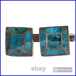 Incredible Vintage Navajo Turquoise Mountain Sterling Silver Cufflinks