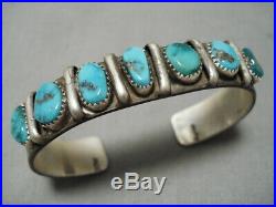 Incredible Vintage Navajo Turquoise Sterling Silver Bracelet Old Cuff