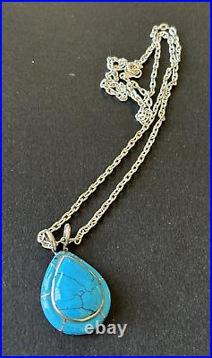 Irene Platero Navajo Sterling Silver / Turquoise Pendant Sterling Chain