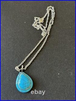 Irene Platero Navajo Sterling Silver / Turquoise Pendant Sterling Chain