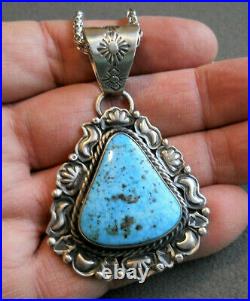 JEFF JAMES JR. Native American Indian Navajo Turquoise Sterling Silver Necklace